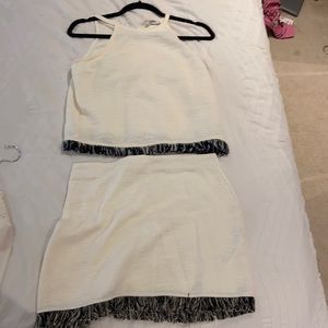 Zara fringe top and mini skirt